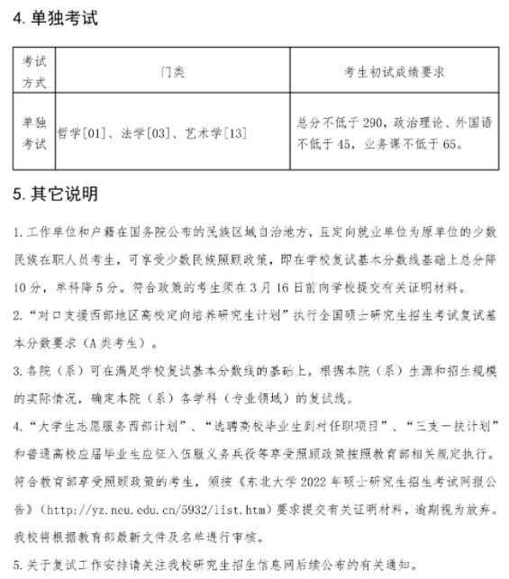 34所自划线！东北大学2022年硕士研究生招生复试分数线