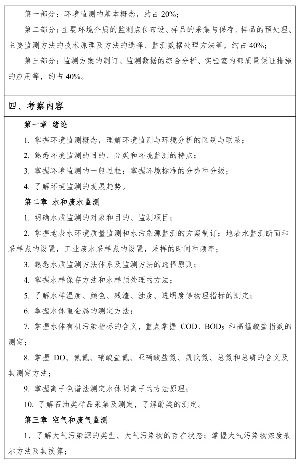 江汉大学研究生考试大纲 环境监测考试大纲