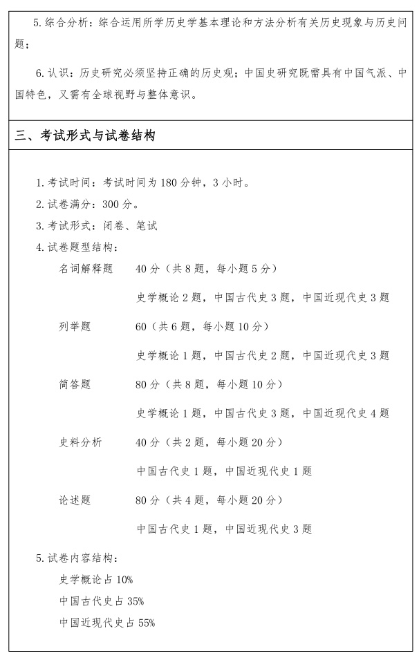 江汉大学研究生考试大纲 历史学专业素养考试大纲